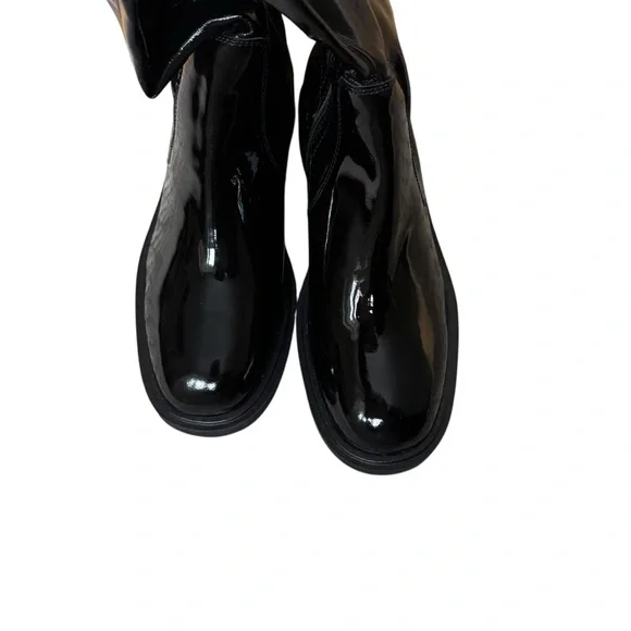 Free People Go Go Gloss Over-the-Knee Boots Size 38 Black Patent Leather - Picture 5 of 11